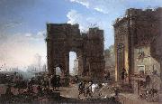 SALUCCI, Alessandro Harbour View with Triumphal Arch g Norge oil painting reproduction